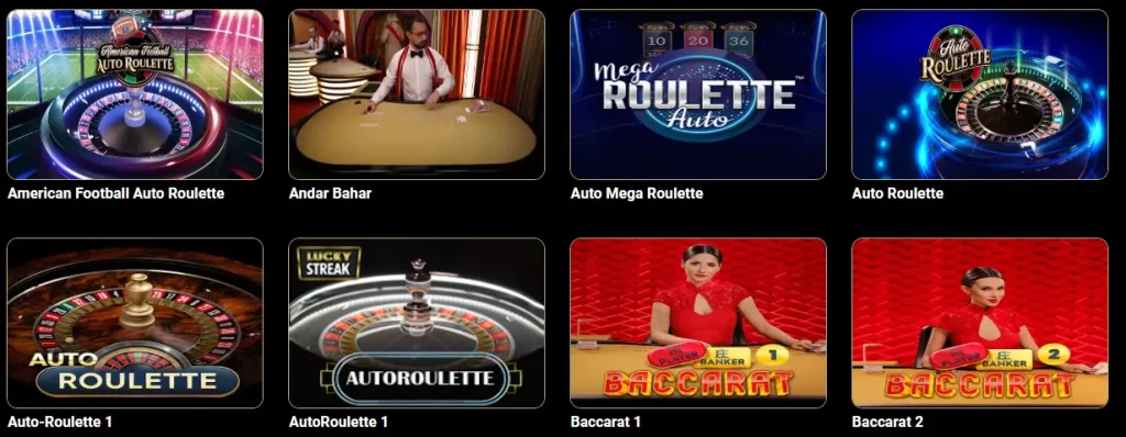 Granspincity Casino sezione live casino con giochi roulette e baccarat dal vivo