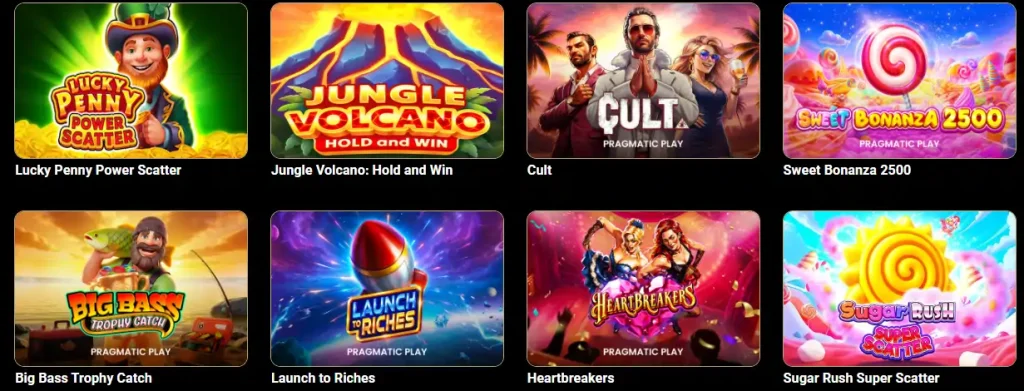 Granspincity Casino selezione di slot popolari con Sweet Bonanza 2500, Big Bass e Sugar Rush